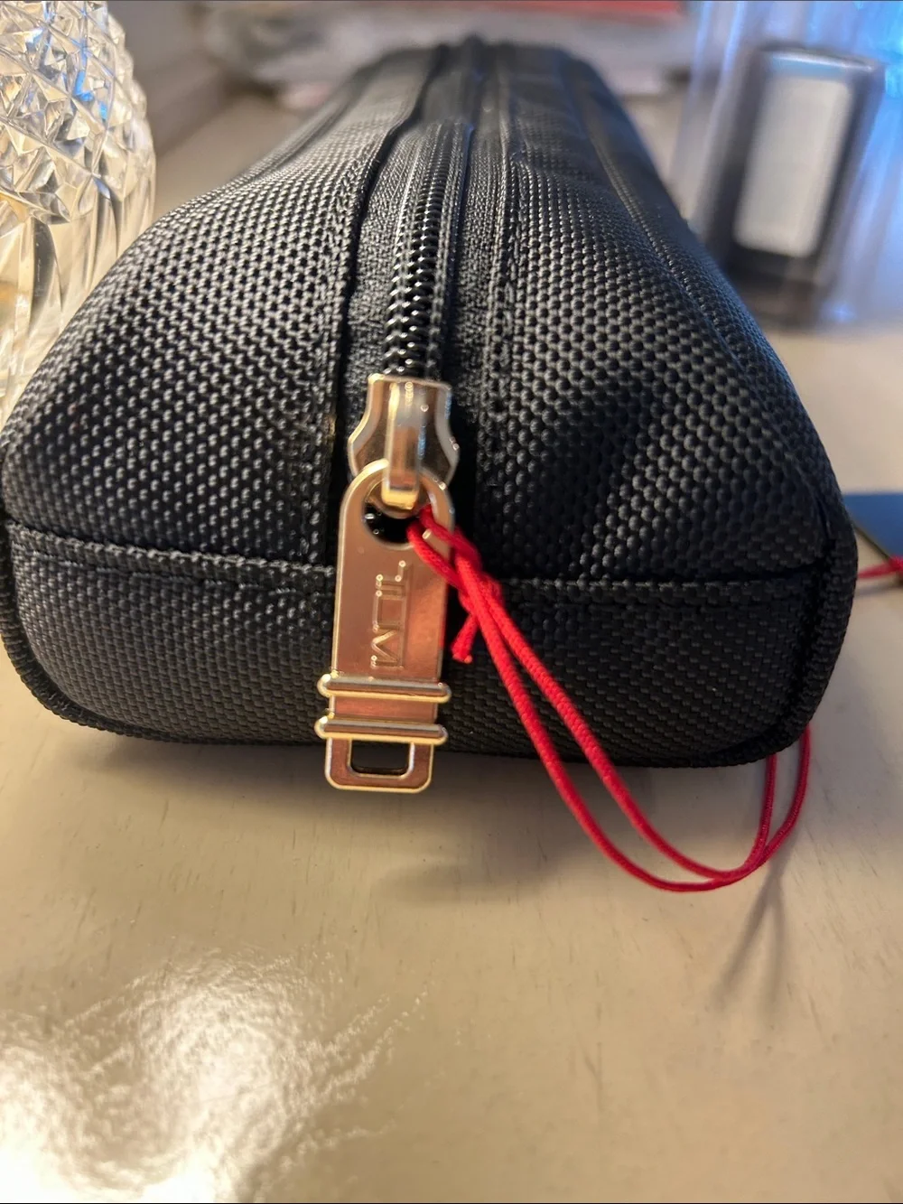 Tumi Black Toiletry & Accessory Pouch with Boss mini fragrance